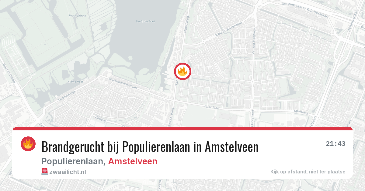 Brandgerucht bij Populierenlaan in Amstelveen — 28 jul 2026