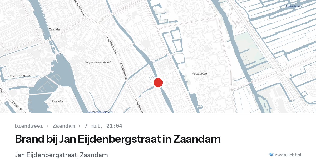 Brand bij Jan Eijdenbergstraat in Zaandam — 7 mrt 2026
