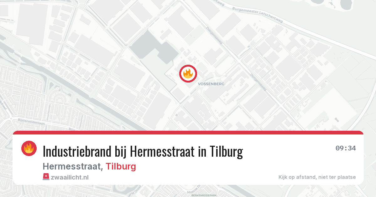 Industriebrand bij Hermesstraat in Tilburg — 9 jul 2026
