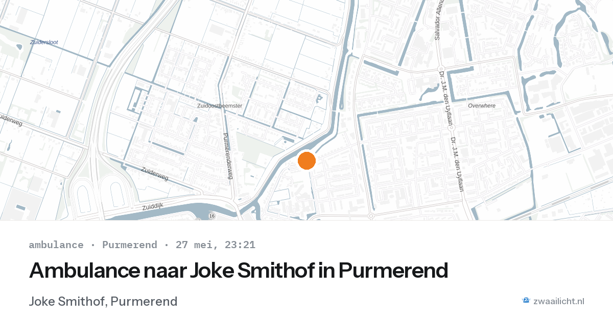 Ambulance naar Joke Smithof in Purmerend — 27 mei 2026