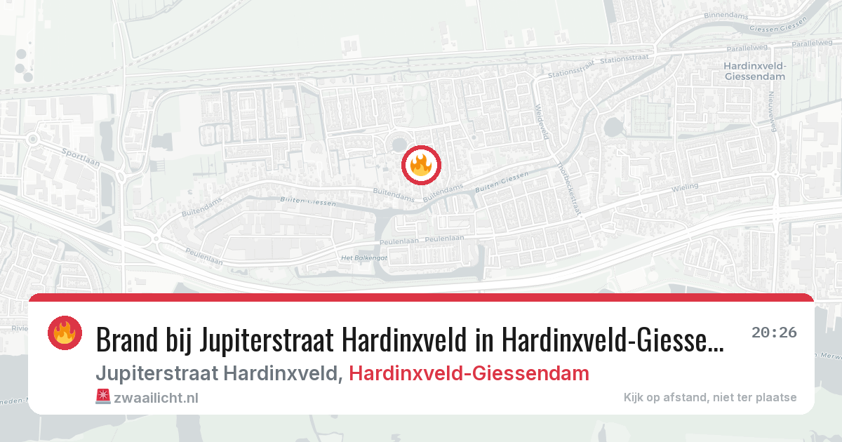 Brand bij Jupiterstraat Hardinxveld in Hardinxveld-Giessendam — 2 jul 2026