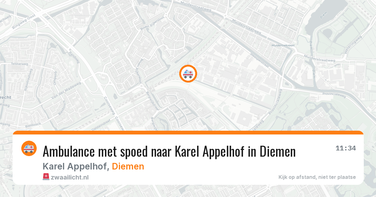 Ambulance met spoed naar Karel Appelhof in Diemen — 29 mei 2026