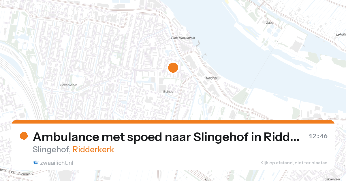 Ambulance met spoed naar Slingehof in Ridderkerk — 28 aug 2026