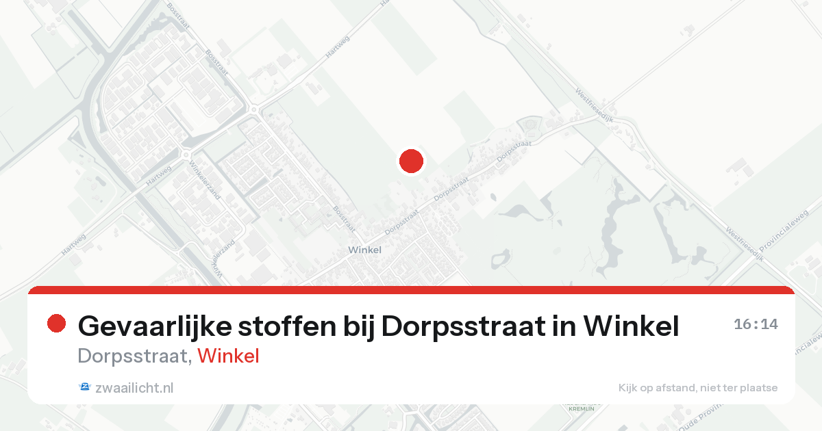Gevaarlijke stoffen bij Dorpsstraat in Winkel — 21 aug 2026