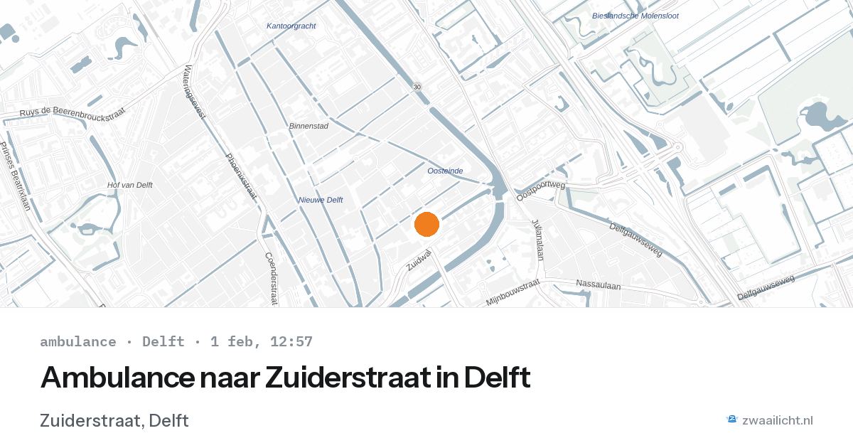 Ambulance naar Zuiderstraat in Delft — 1 feb 2026