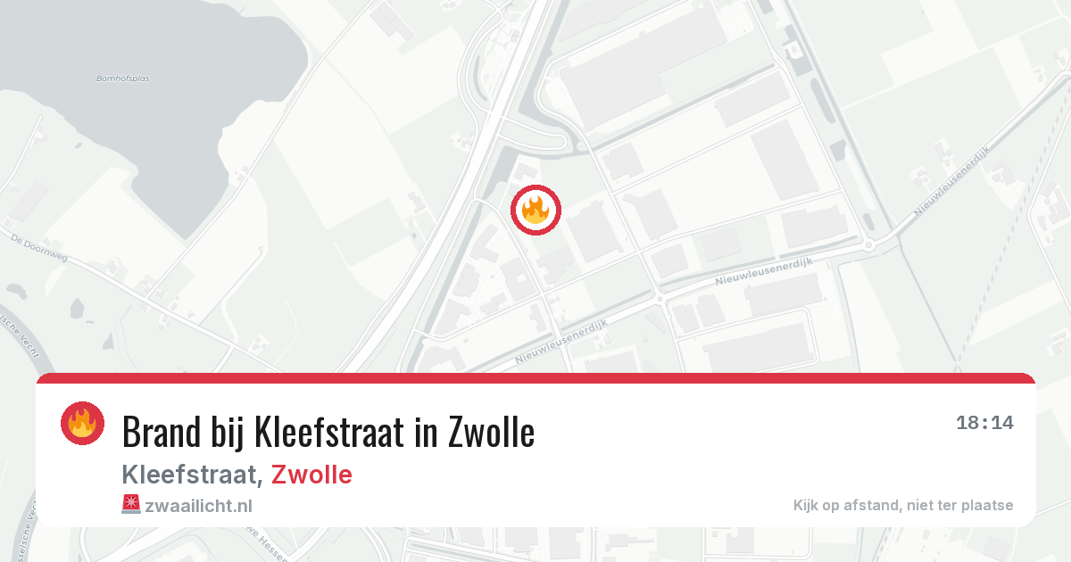 Brand bij Kleefstraat in Zwolle — 14 aug 2026
