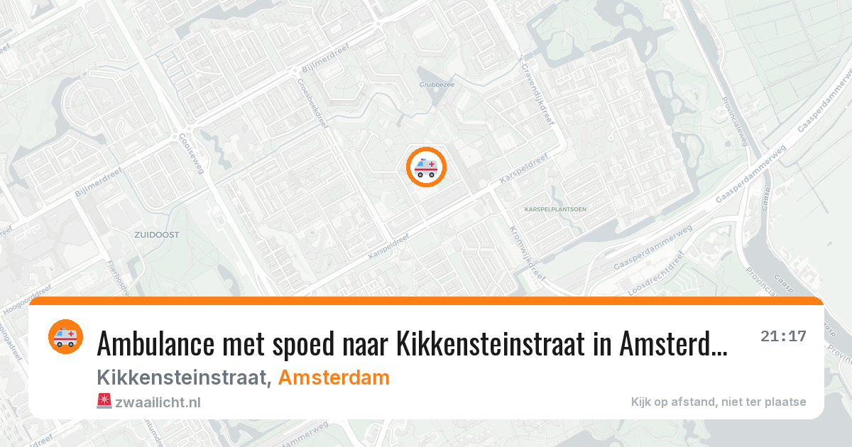 Ambulance met spoed naar Kikkensteinstraat in Amsterdam — 10 mrt 2026