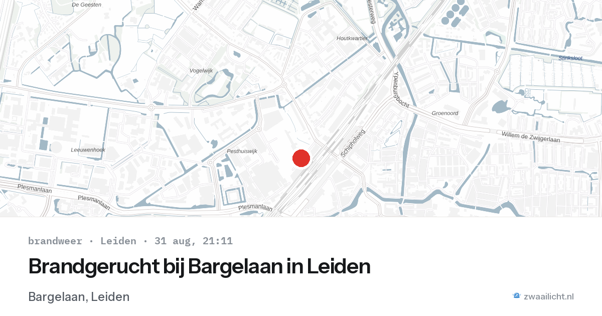 Brandgerucht bij Bargelaan in Leiden — 31 aug 2026