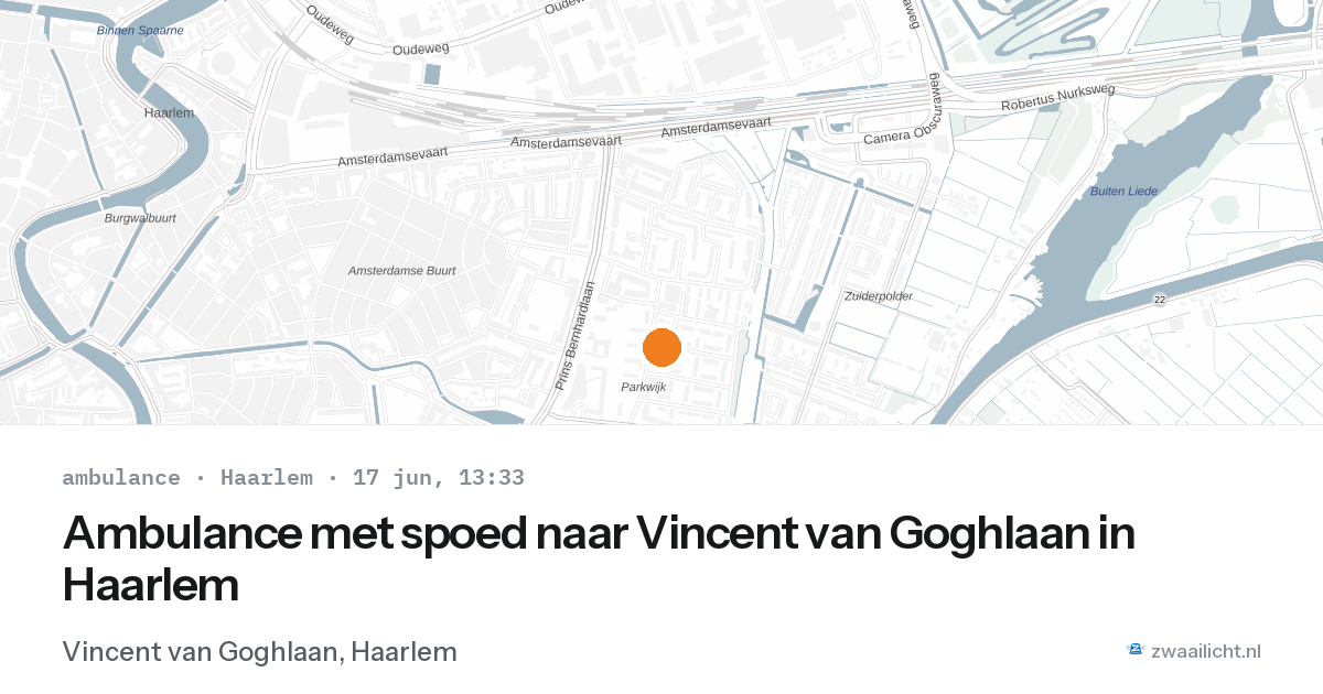 Ambulance met spoed naar Vincent van Goghlaan in Haarlem — 17 jun 2026
