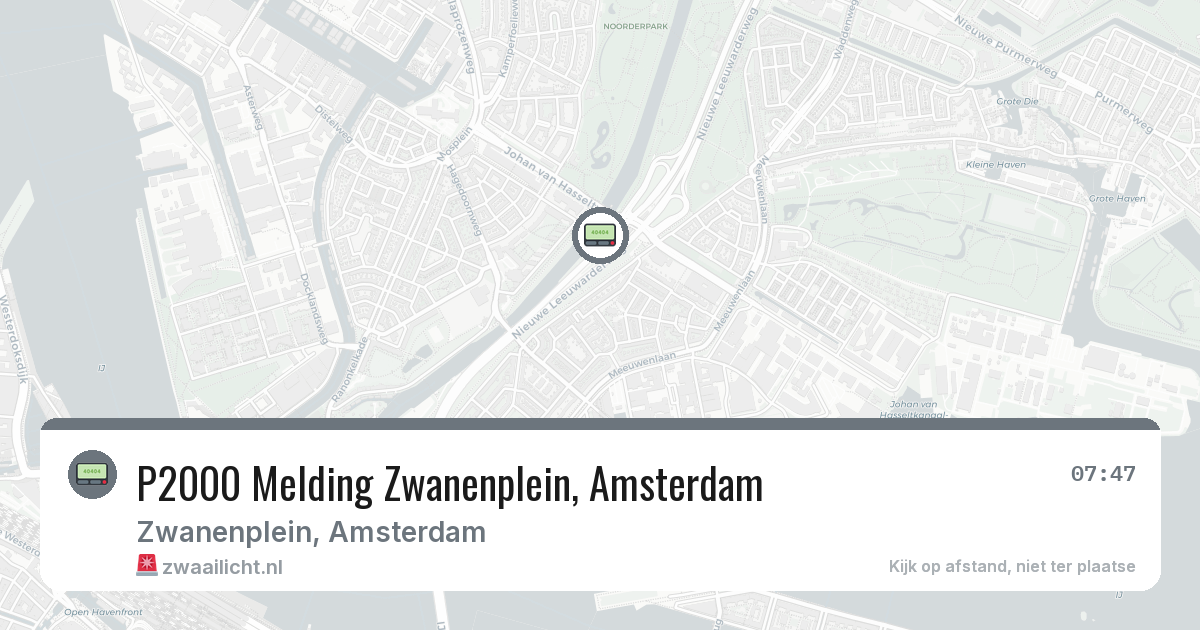 P2000 Melding Zwanenplein, Amsterdam — 31 mei 2026