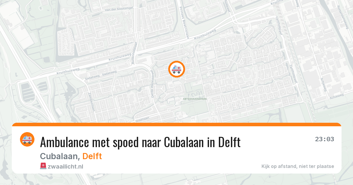 Ambulance met spoed naar Cubalaan in Delft — 9 aug 2026