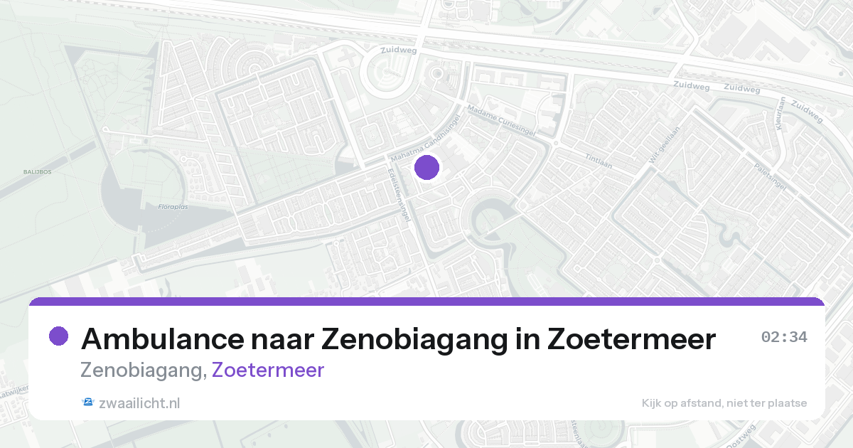 Ambulance naar Zenobiagang in Zoetermeer — 20 aug 2026