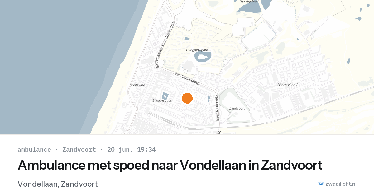 Ambulance met spoed naar Vondellaan in Zandvoort — 20 jun 2026