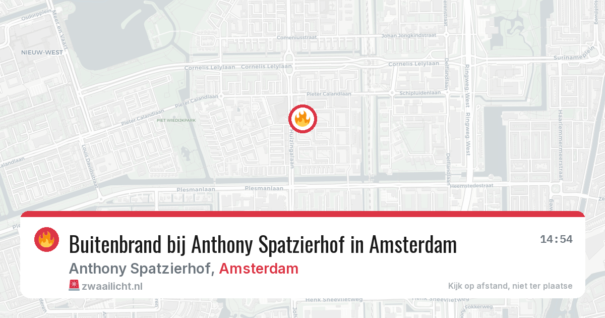 Buitenbrand bij Anthony Spatzierhof in Amsterdam — 23 mei 2026