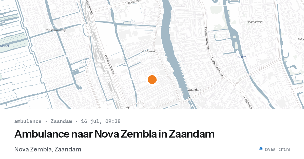 Ambulance naar Nova Zembla in Zaandam — 16 jul 2026
