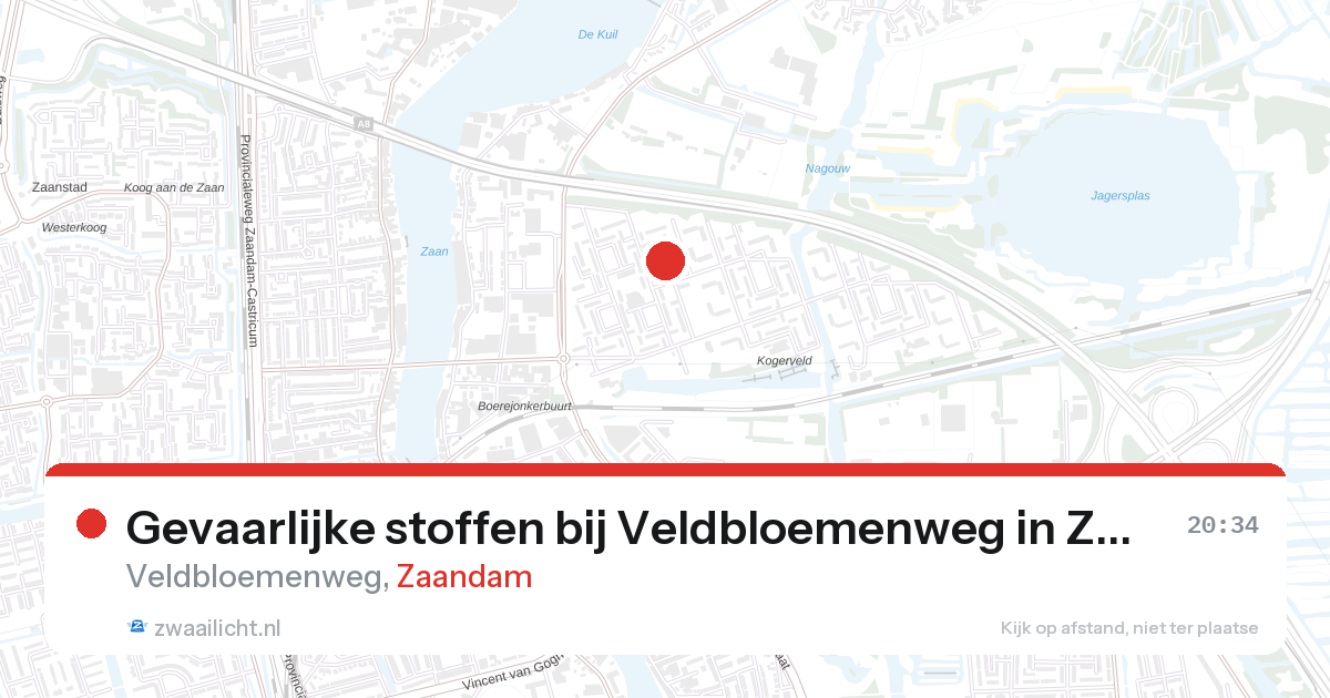 Gevaarlijke stoffen bij Veldbloemenweg in Zaandam — 28 aug 2026