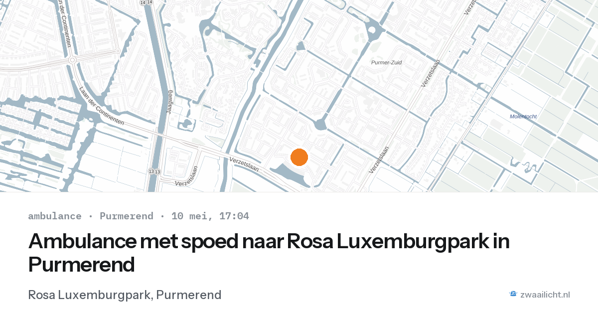 Ambulance met spoed naar Rosa Luxemburgpark in Purmerend — 10 mei 2026