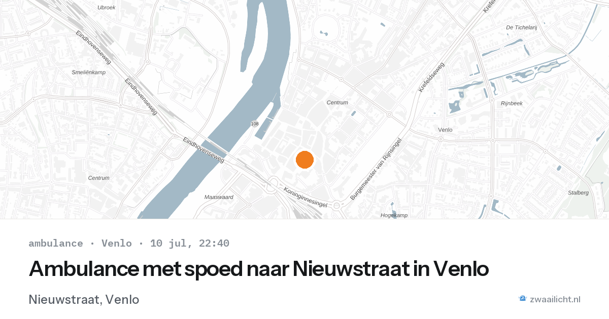 Ambulance met spoed naar Nieuwstraat in Venlo — 10 jul 2026