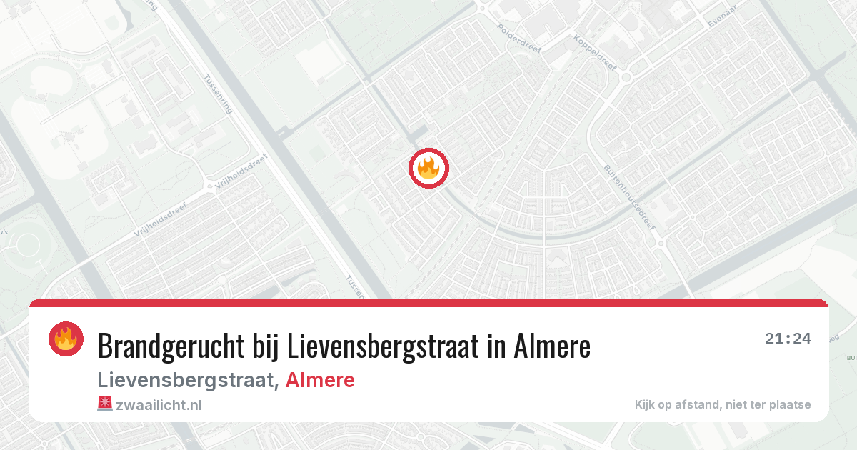 Brandgerucht bij Lievensbergstraat in Almere — 8 jul 2026