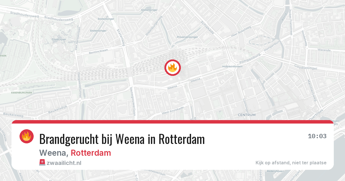 Brandgerucht bij Weena in Rotterdam — 13 jun 2026