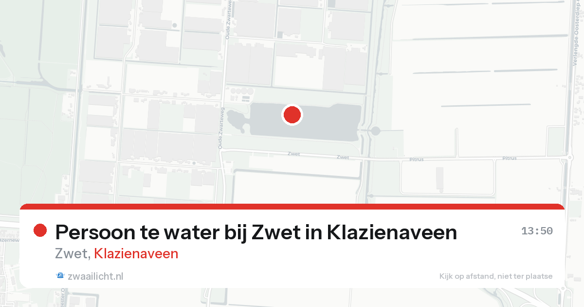 Persoon te water bij Zwet in Klazienaveen — 24 aug 2026