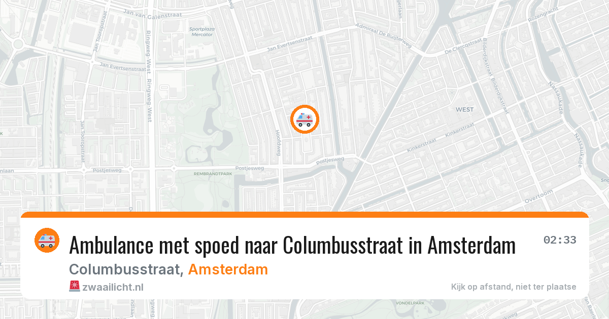 Ambulance met spoed naar Columbusstraat in Amsterdam — 20 jun 2026