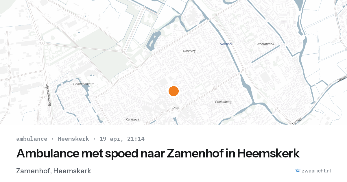 Ambulance met spoed naar Zamenhof in Heemskerk — 19 apr 2026