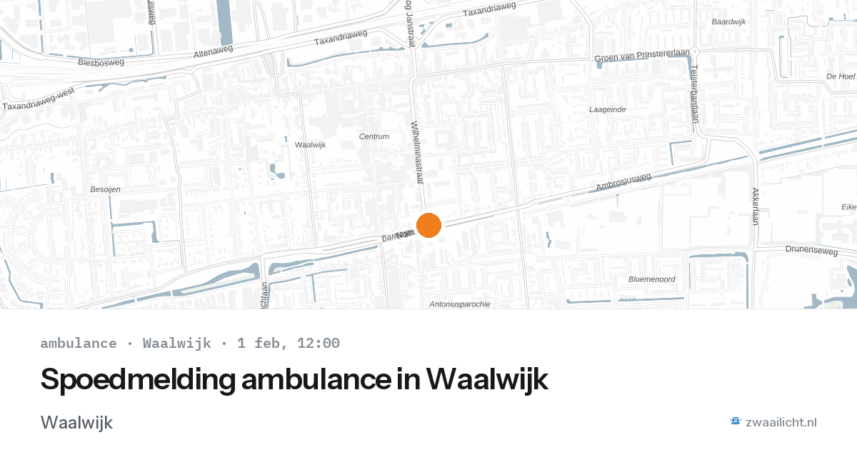 Spoedmelding ambulance in Waalwijk — 1 feb 2026