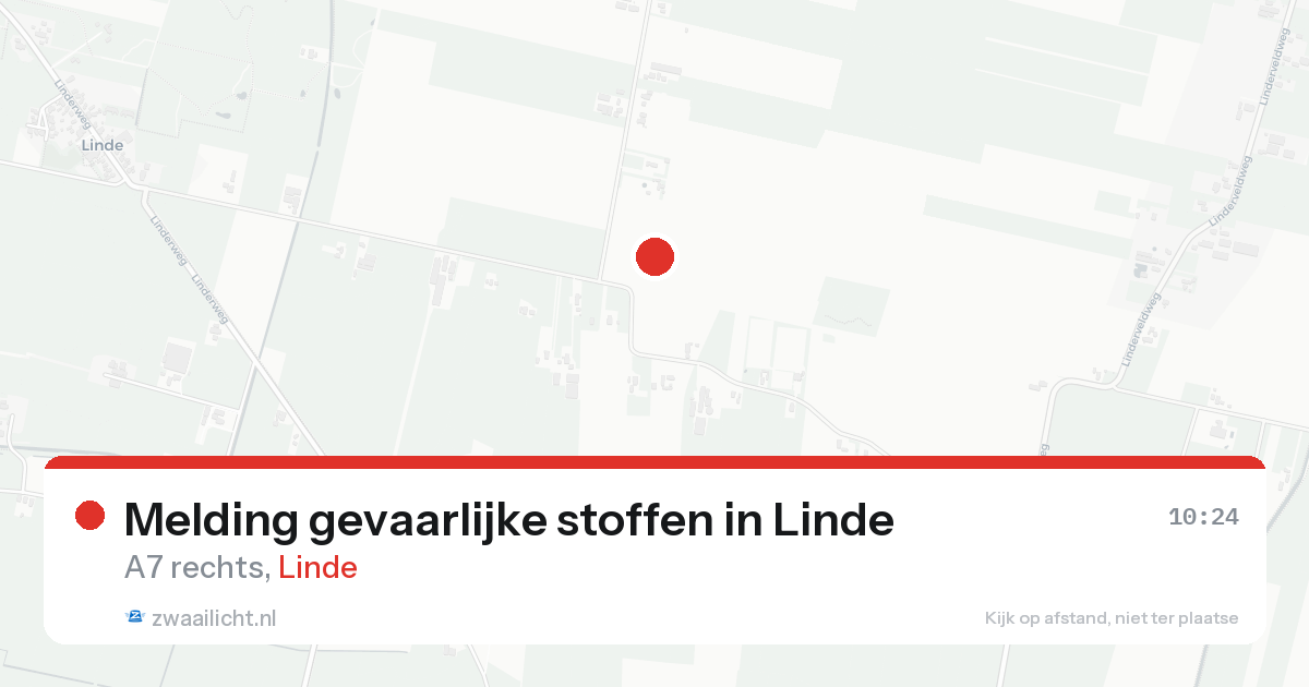 Melding gevaarlijke stoffen in Linde — 15 aug 2026