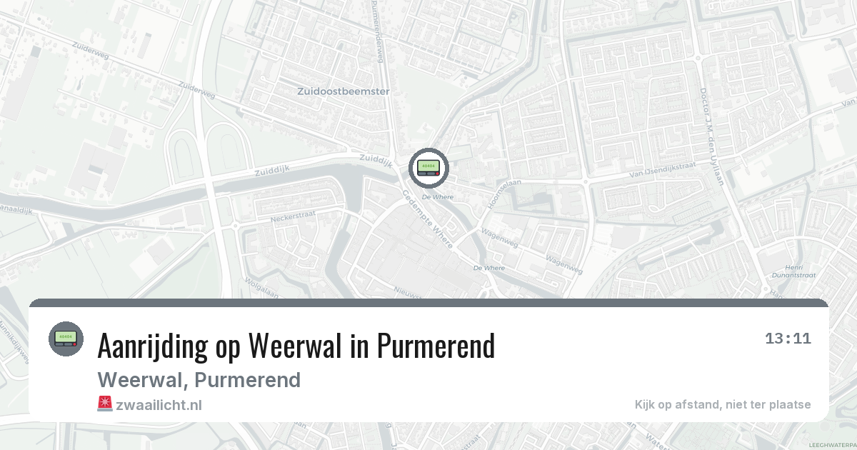 Aanrijding op Weerwal in Purmerend — 30 jan 2026