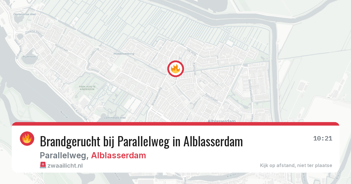 Brandgerucht bij Parallelweg in Alblasserdam — 28 mei 2026
