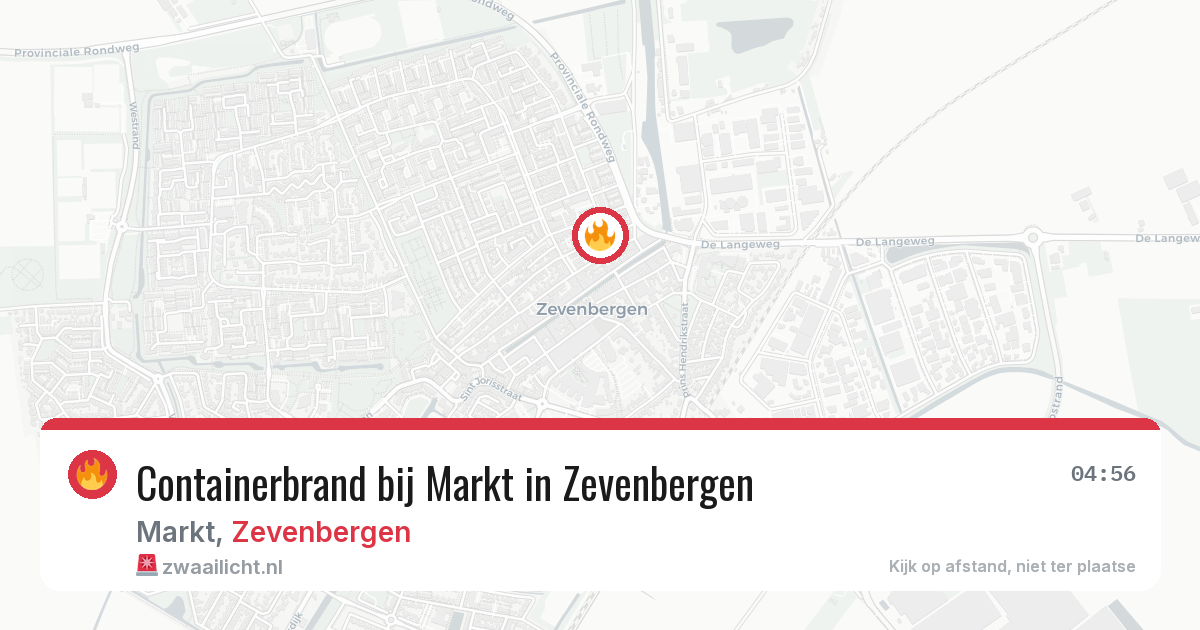 Containerbrand bij Markt in Zevenbergen — 13 aug 2026