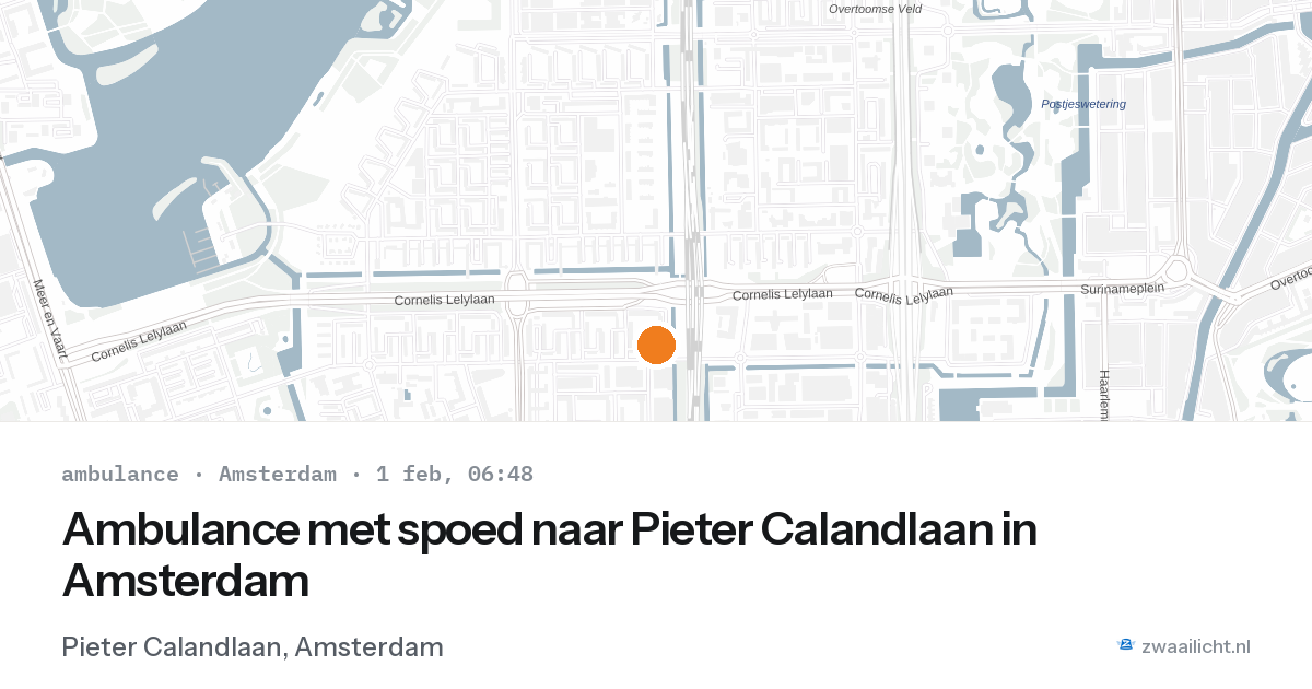 Ambulance met spoed naar Pieter Calandlaan in Amsterdam — 1 feb 2026
