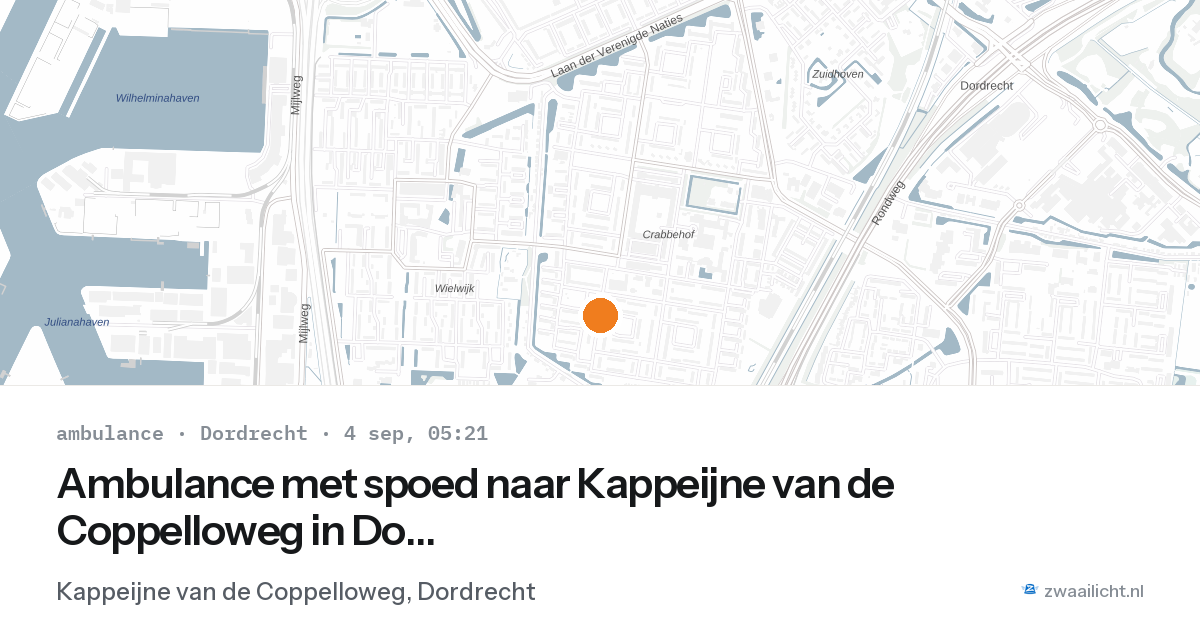 Ambulance met spoed naar Kappeijne van de Coppelloweg in Dordrecht — 4 sep 2026
