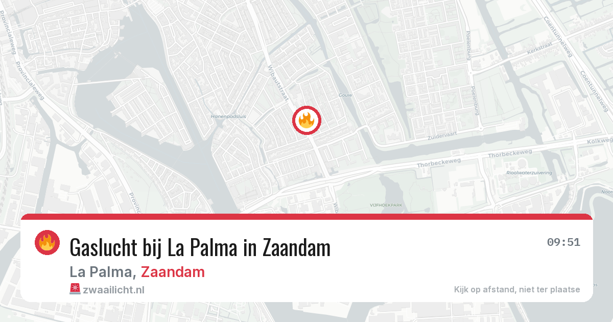 Gaslucht bij La Palma in Zaandam — 14 aug 2026