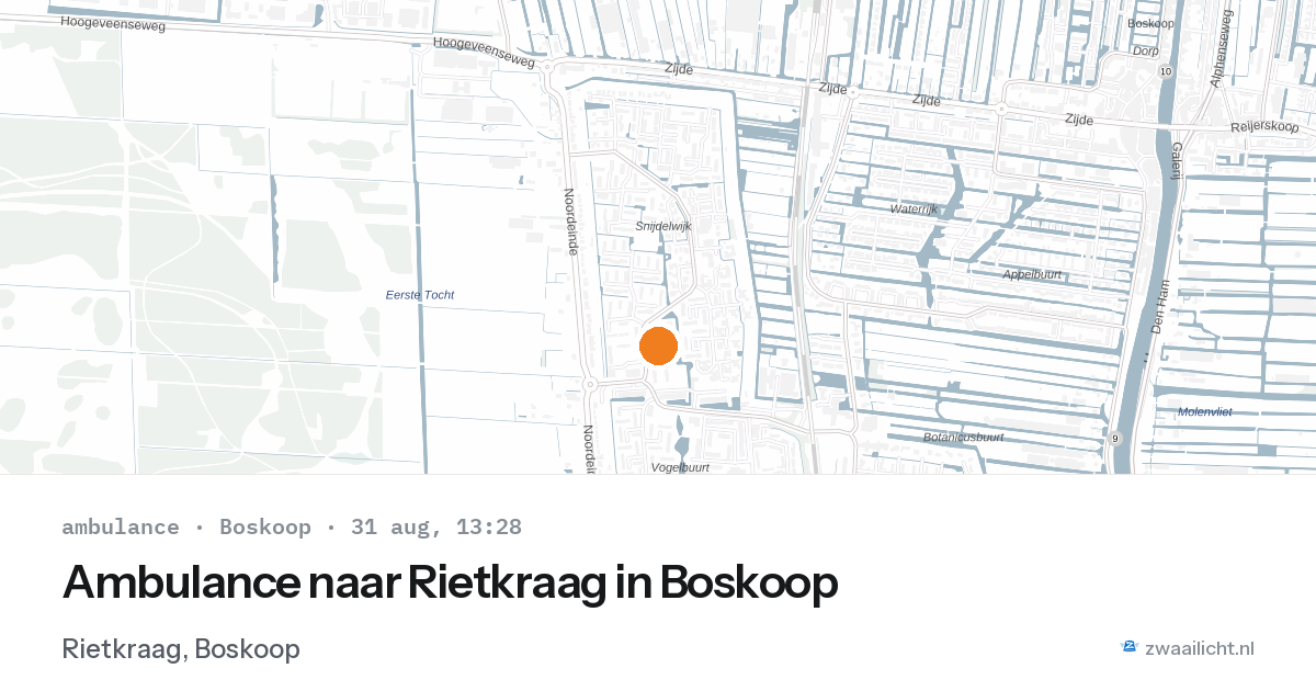 Ambulance naar Rietkraag in Boskoop — 31 aug 2026