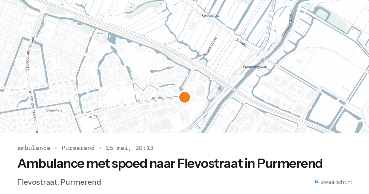 Ambulance met spoed naar Flevostraat in Purmerend — 15 mei 2026