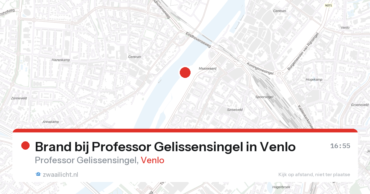Brand bij Professor Gelissensingel in Venlo — 13 aug 2026