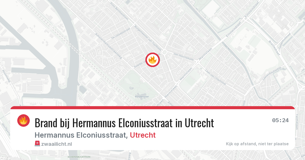 Brand bij Hermannus Elconiusstraat in Utrecht — 24 jun 2026