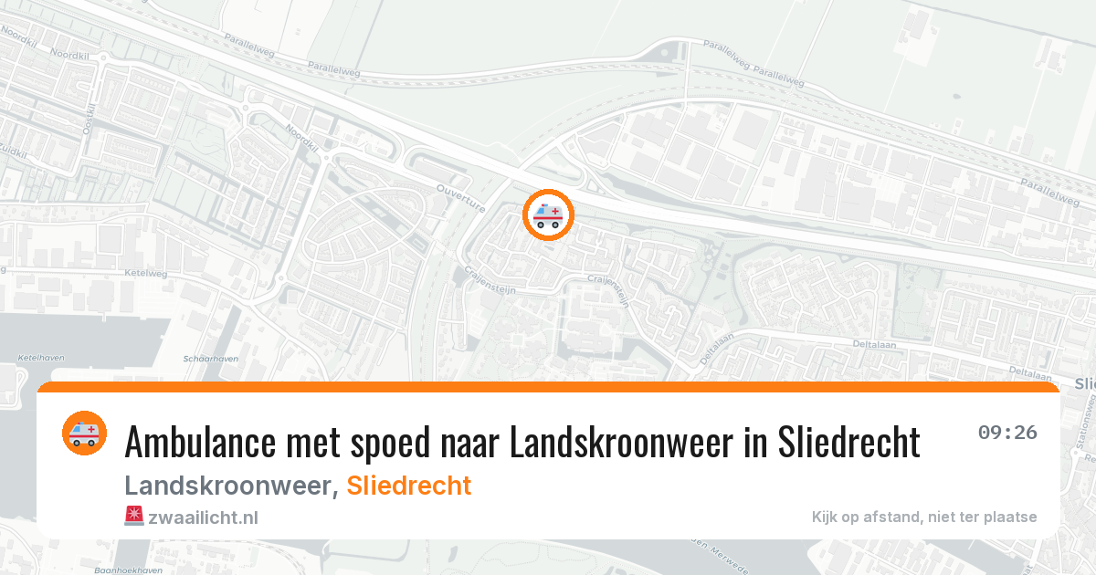 Ambulance met spoed naar Landskroonweer in Sliedrecht — 1 aug 2026