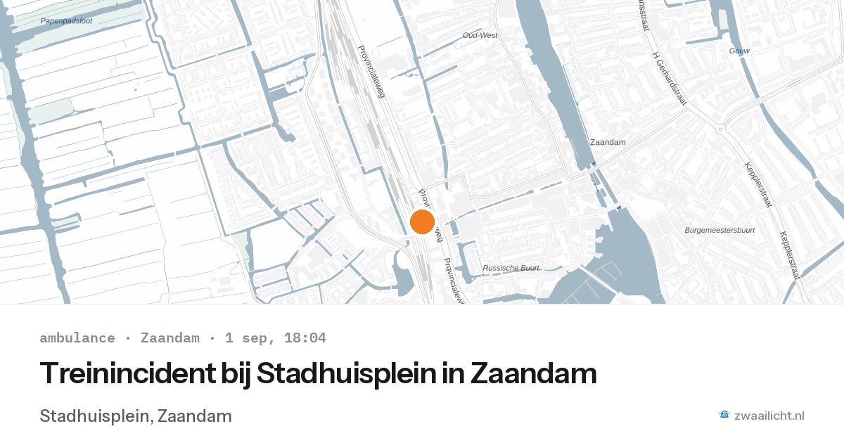 Treinincident bij Stadhuisplein in Zaandam — 1 sep 2026