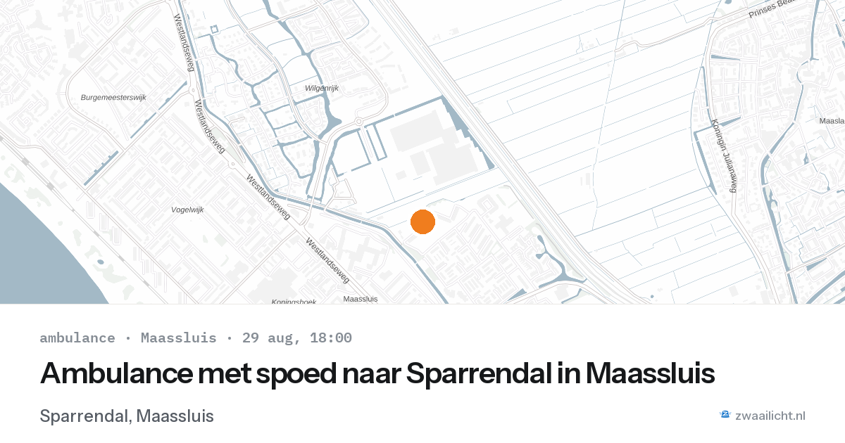 Ambulance met spoed naar Sparrendal in Maassluis — 29 aug 2026