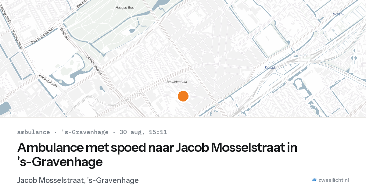 Ambulance met spoed naar Jacob Mosselstraat in 's-Gravenhage — 30 aug 2026