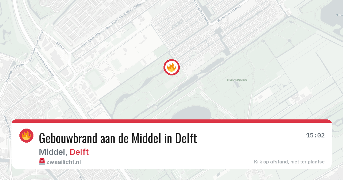 Gebouwbrand aan de Middel in Delft — 26 jun 2026
