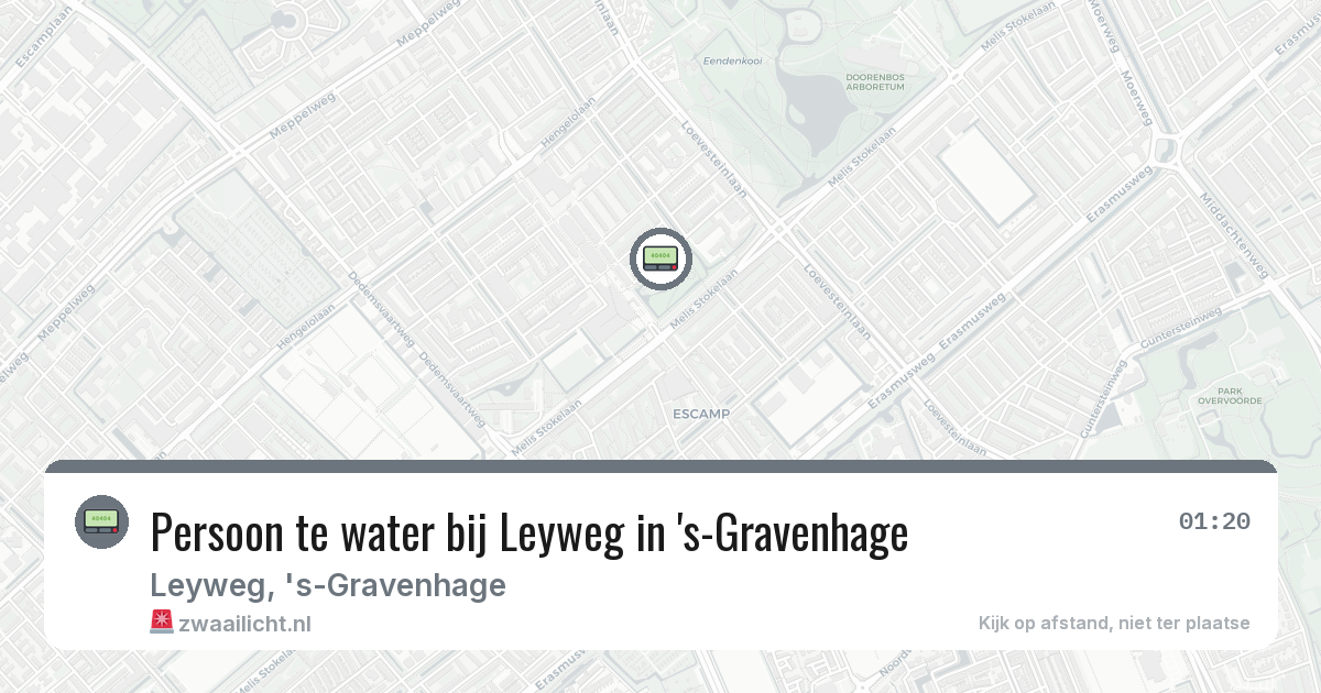 Persoon te water bij Leyweg in 's-Gravenhage — 10 mrt 2026