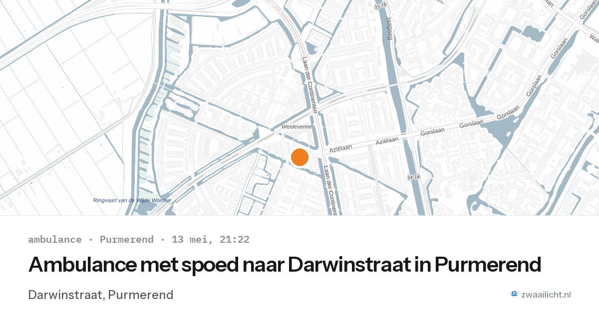 Ambulance met spoed naar Darwinstraat in Purmerend — 13 mei 2026
