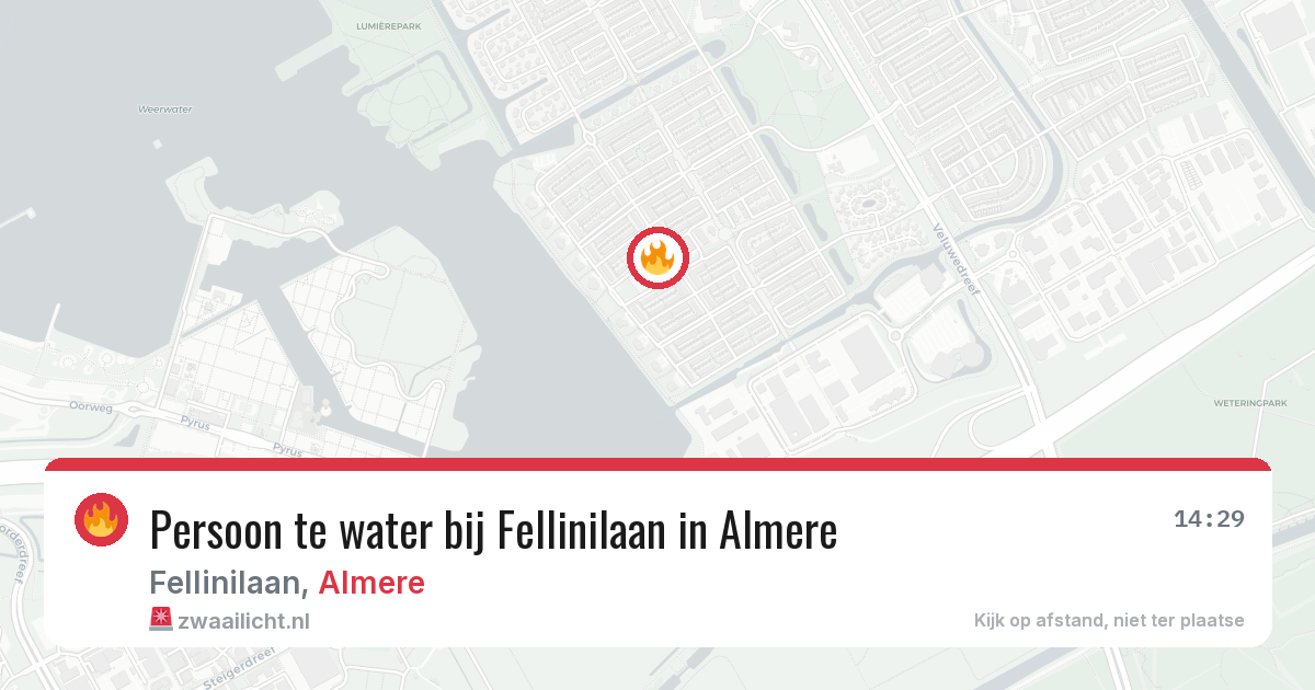 Persoon te water bij Fellinilaan in Almere — 20 jul 2026
