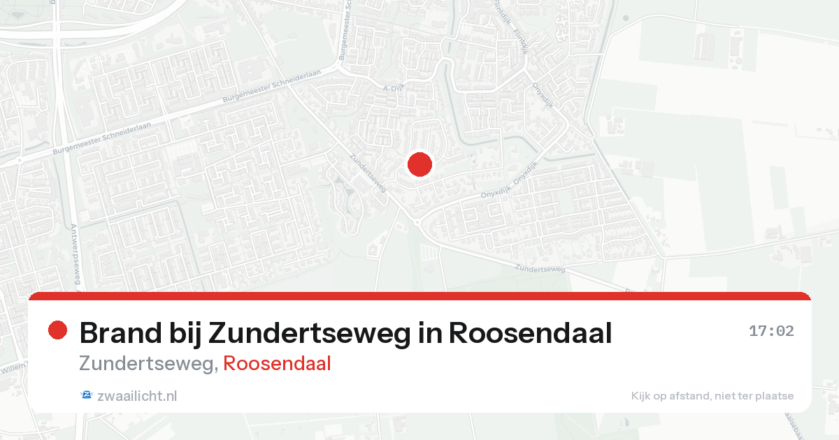 Brand bij Zundertseweg in Roosendaal — 18 aug 2026