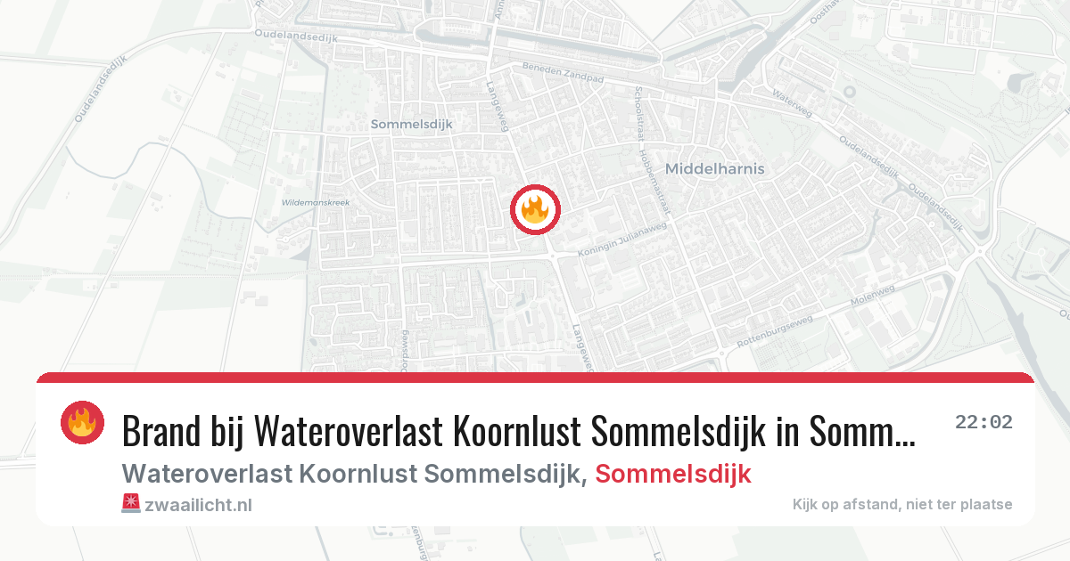 Brand bij Wateroverlast Koornlust Sommelsdijk in Sommelsdijk — 9 aug 2026