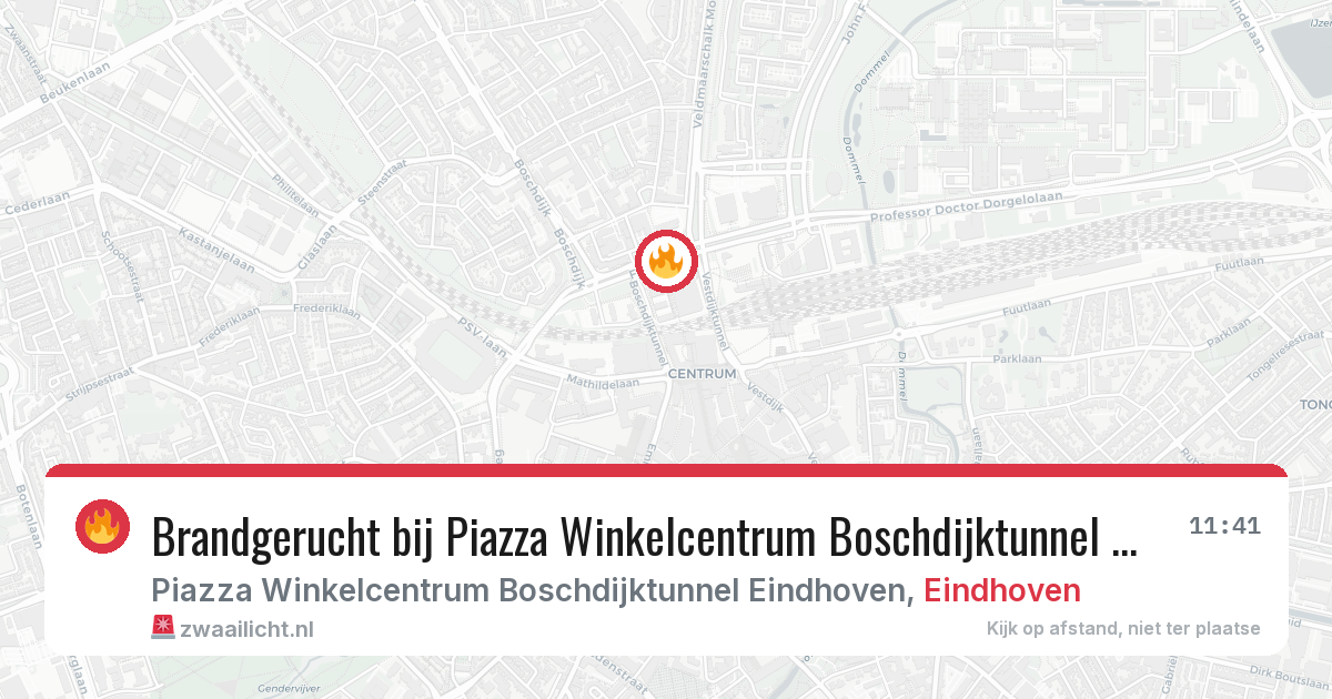 Brandgerucht bij Piazza Winkelcentrum Boschdijktunnel Eindhoven in Eindhoven — 7 mei 2026